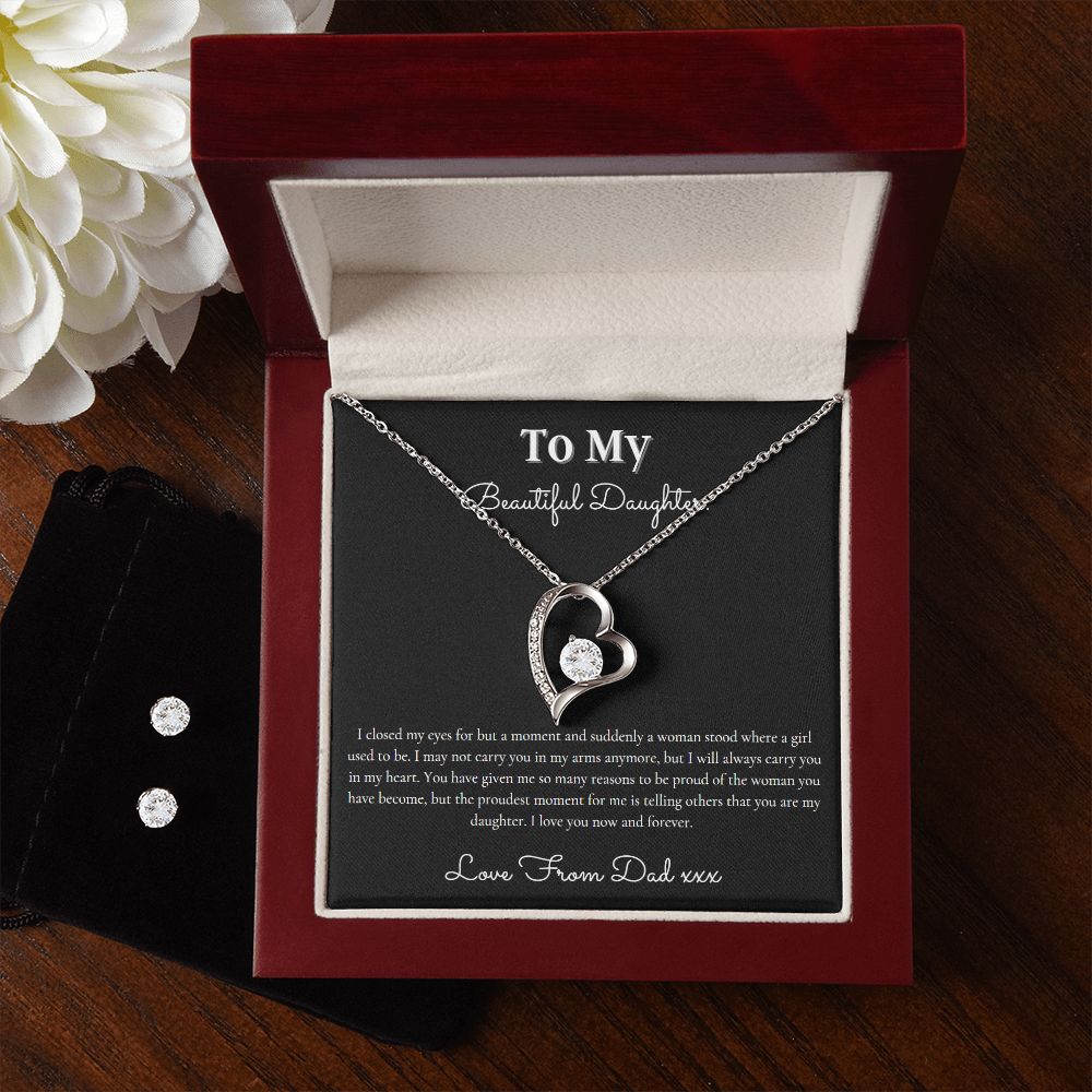 I Closed My Eyes Daughter Necklace - Sentimental Keepsake Gift for Daughter, Wedding Day, Graduation, Birthday, Proud