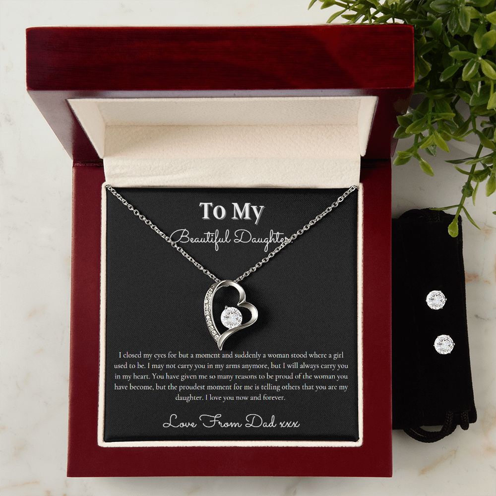I Closed My Eyes Daughter Necklace - Sentimental Keepsake Gift for Daughter, Wedding Day, Graduation, Birthday, Proud