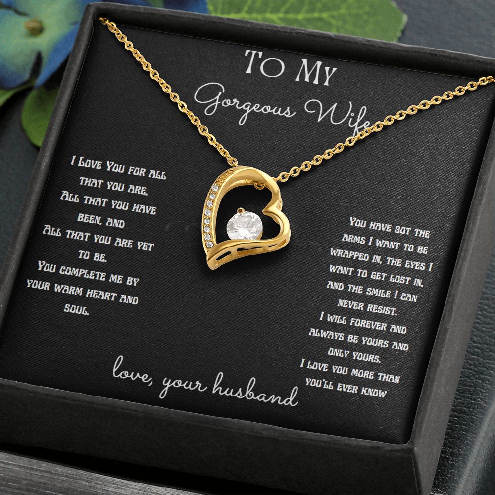 To My Gorgeous Wife Necklace, Gift for Wife, Girlfriend, Anniversary Necklace, Soulmate Gift, Valentine's Gift