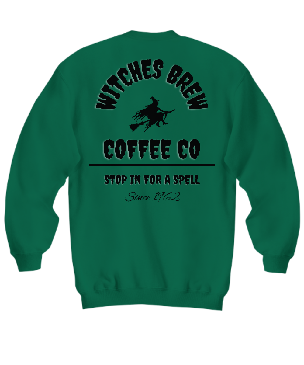 Women's WITCHES BREW COFFEE Co Cute Cozy Comfy Fall Halloween Sweatshirt Fleece Trendy Boho Chic Winter plus sizes avail up to 4XL