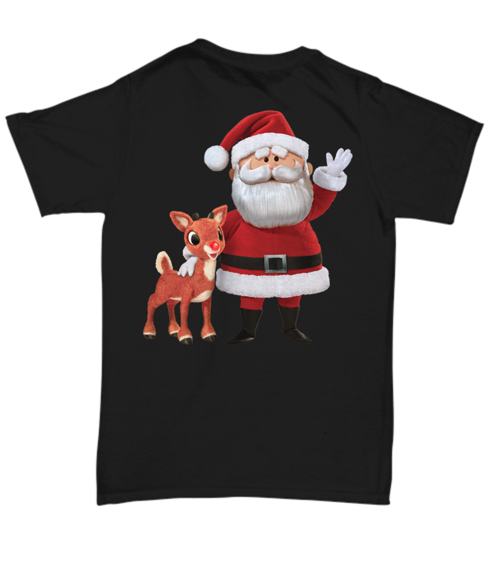 Santa & Rudolph Black TShirt