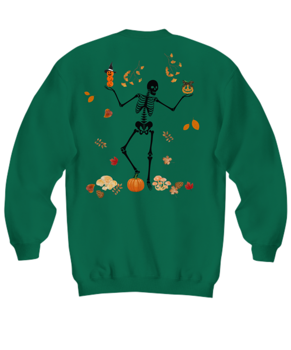 Dancing Skeleton sweatshirt, Pumpkin sweatshirt, Skeleton and pumpkin sweatshirt for halloween, Fall sweatshirt, Funny Halloween sweatshirt