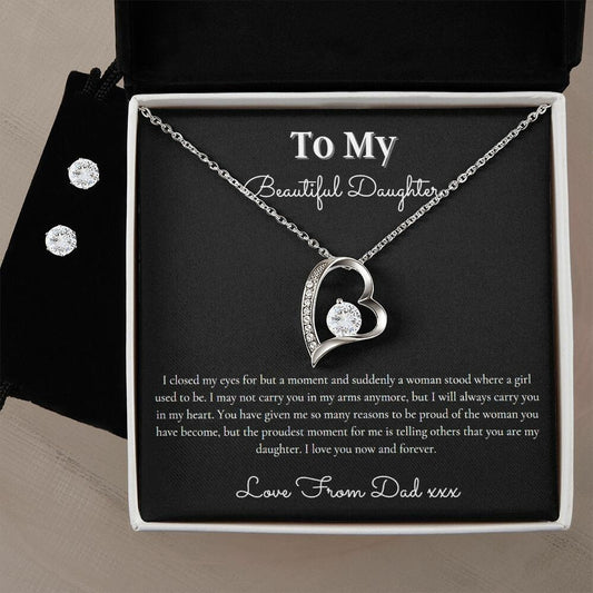 Heart Necklace for Daughter from Dad – Sentimental Gift with Message Card