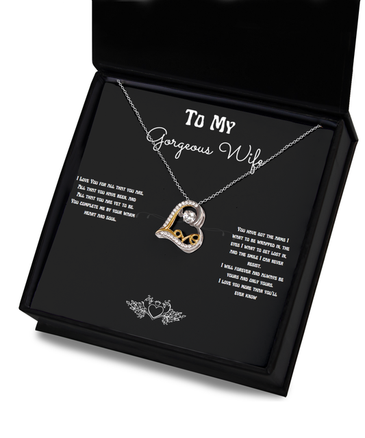 To My Gorgeous Wife Love Necklace