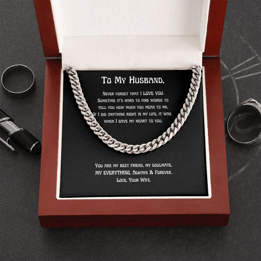 To My Husband Cuban Chain Necklace, Husband Birthday Gift, Romantic Anniversary Gift For Husband, Husband Gift From Wife, Husband Gift
