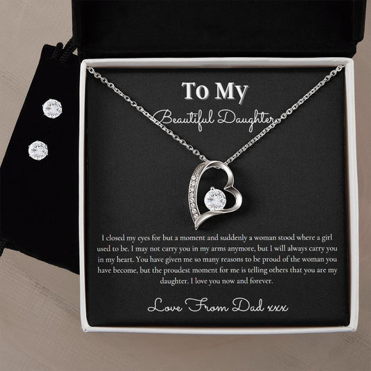I Closed My Eyes Daughter Necklace - Sentimental Keepsake Gift for Daughter, Wedding Day, Graduation, Birthday, Proud