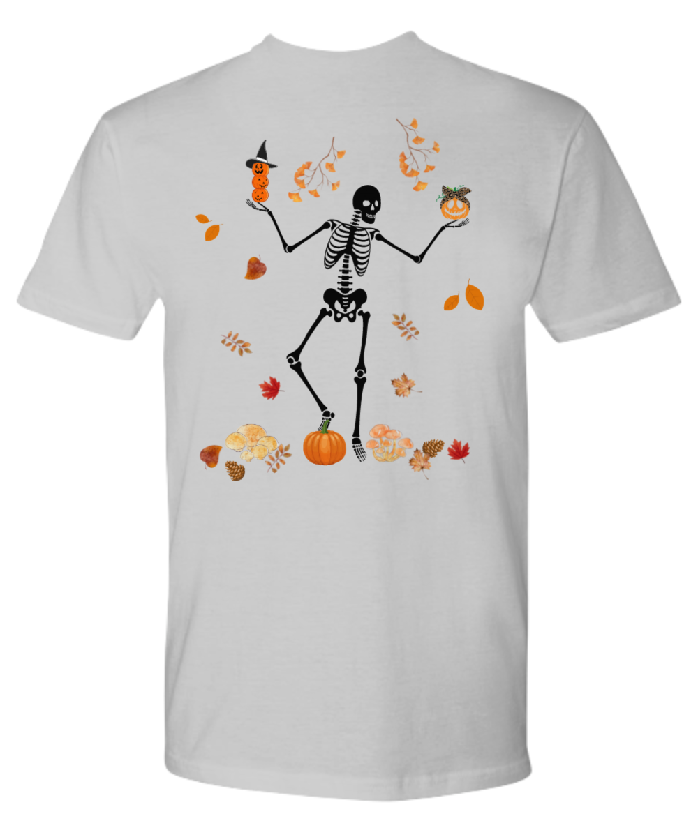 Dancing Skeleton tshirt, Pumpkin tshirt, Skeleton and pumpkin tshirt for halloween, Fall tshirt, Funny Halloween tshirt