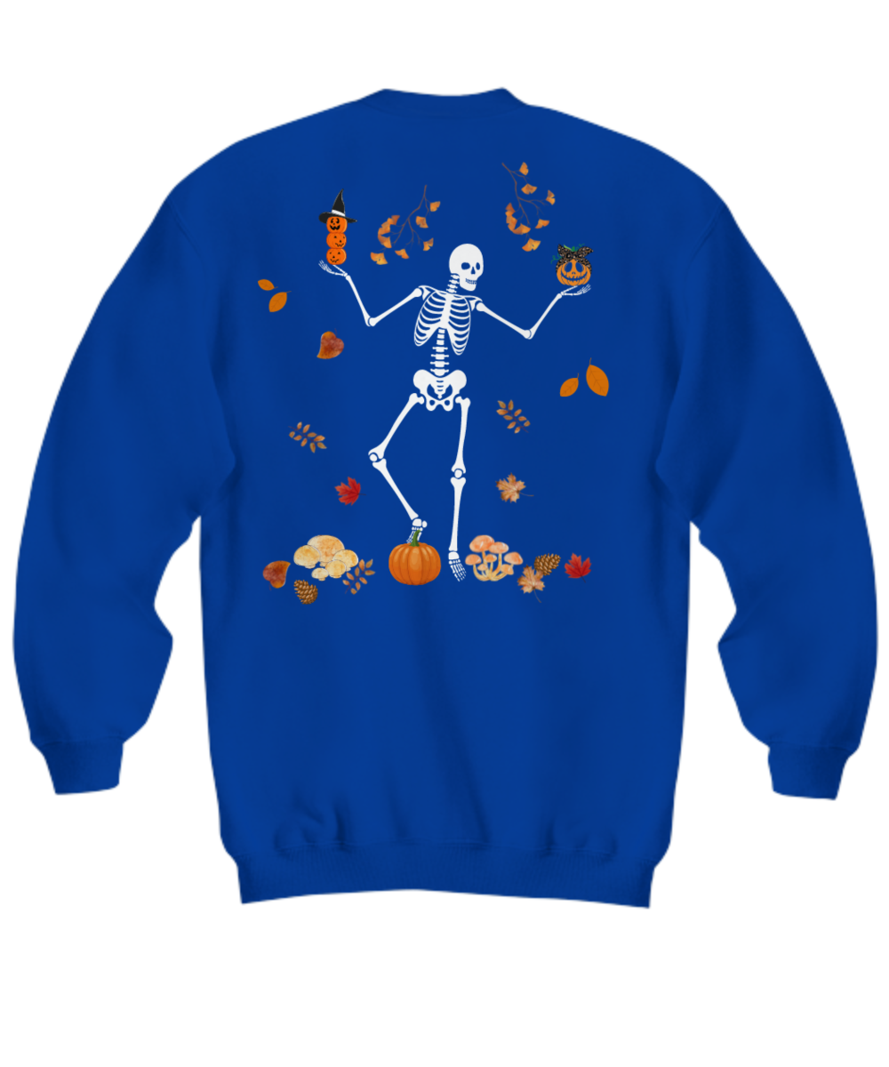 Dancing Skeleton sweatshirt, Pumpkin sweatshirt, Skeleton and pumpkin sweatshirt for halloween, Fall sweatshirt, Funny Halloween sweatshirt