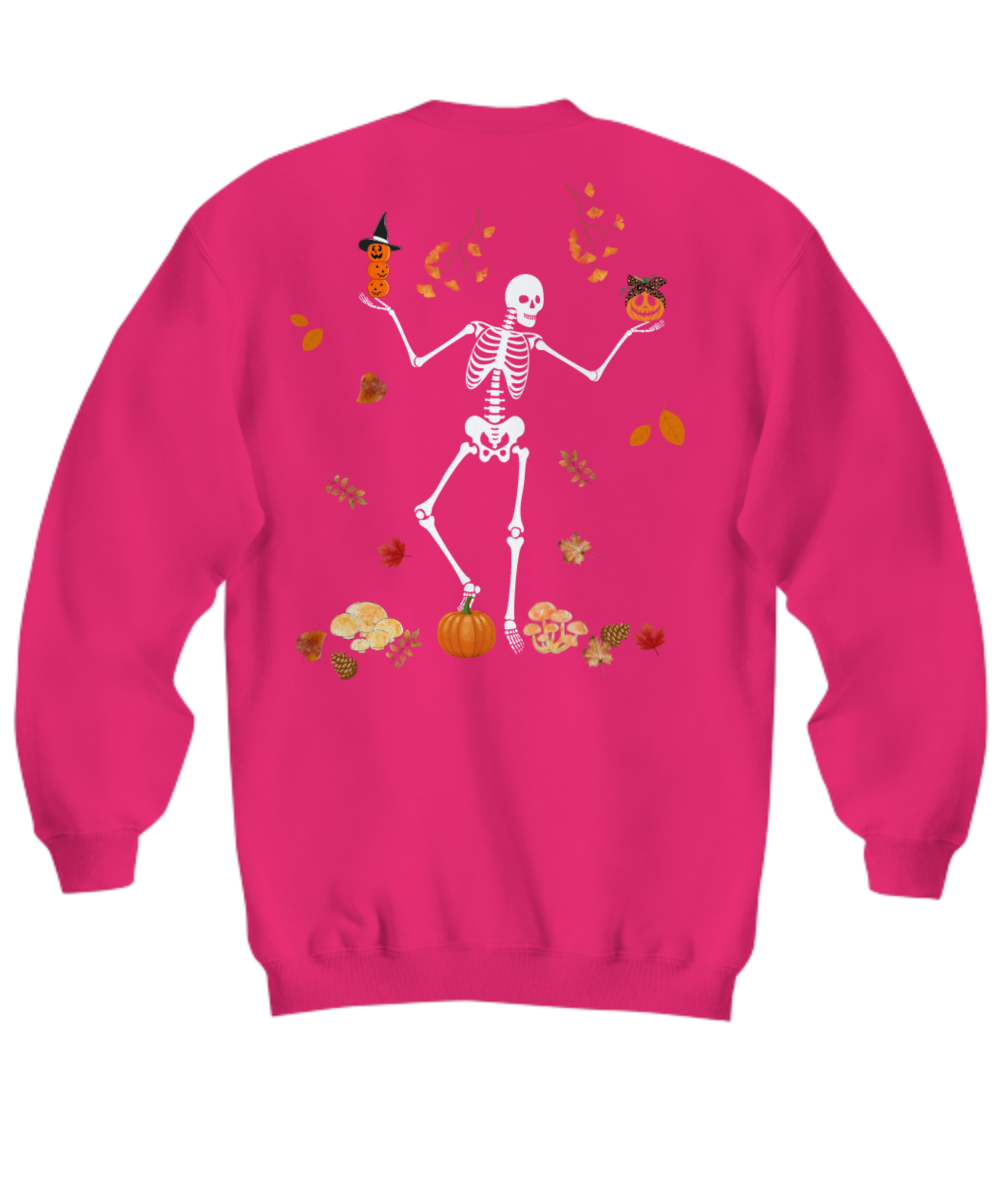 Dancing Skeleton sweatshirt, Pumpkin sweatshirt, Skeleton and pumpkin sweatshirt for halloween, Fall sweatshirt, Funny Halloween sweatshirt