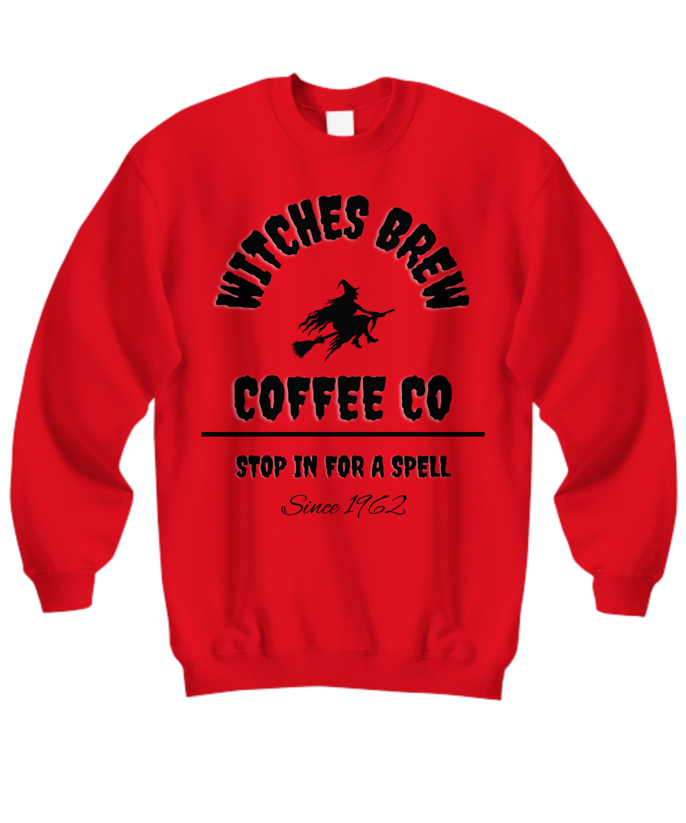 Women's WITCHES BREW COFFEE Co Cute Cozy Comfy Fall Halloween Sweatshirt Fleece Trendy Boho Chic Winter plus sizes avail up to 4XL