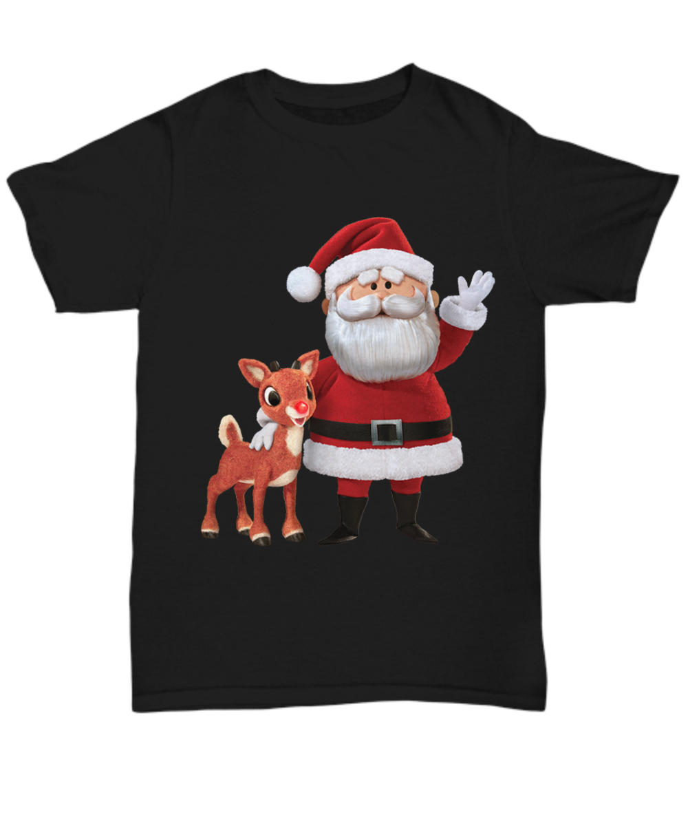 Santa & Rudolph Black TShirt