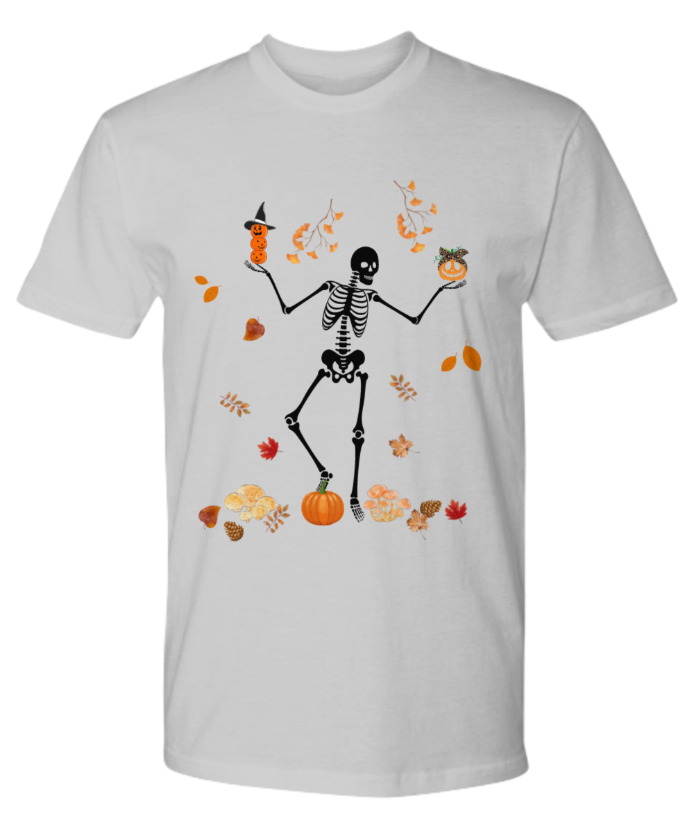 Dancing Skeleton tshirt, Pumpkin tshirt, Skeleton and pumpkin tshirt for halloween, Fall tshirt, Funny Halloween tshirt