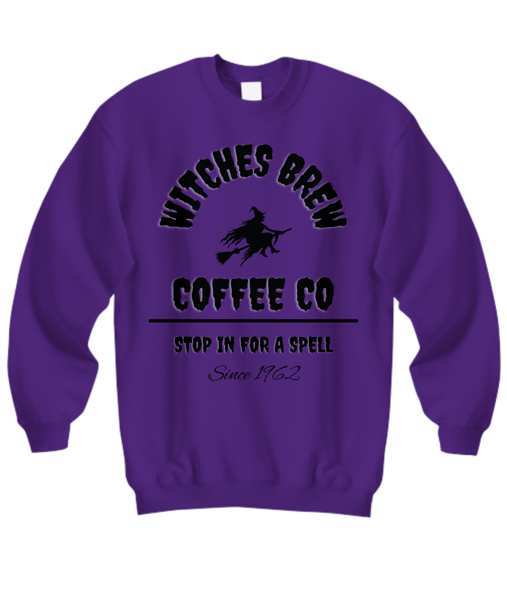 Women's WITCHES BREW COFFEE Co Cute Cozy Comfy Fall Halloween Sweatshirt Fleece Trendy Boho Chic Winter plus sizes avail up to 4XL