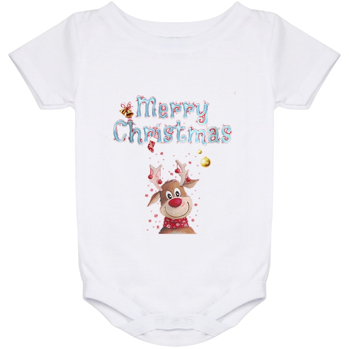 Merry Christmas Rudolph Toddler Bodysuit Baby Bodysuit Cotton and Polyester