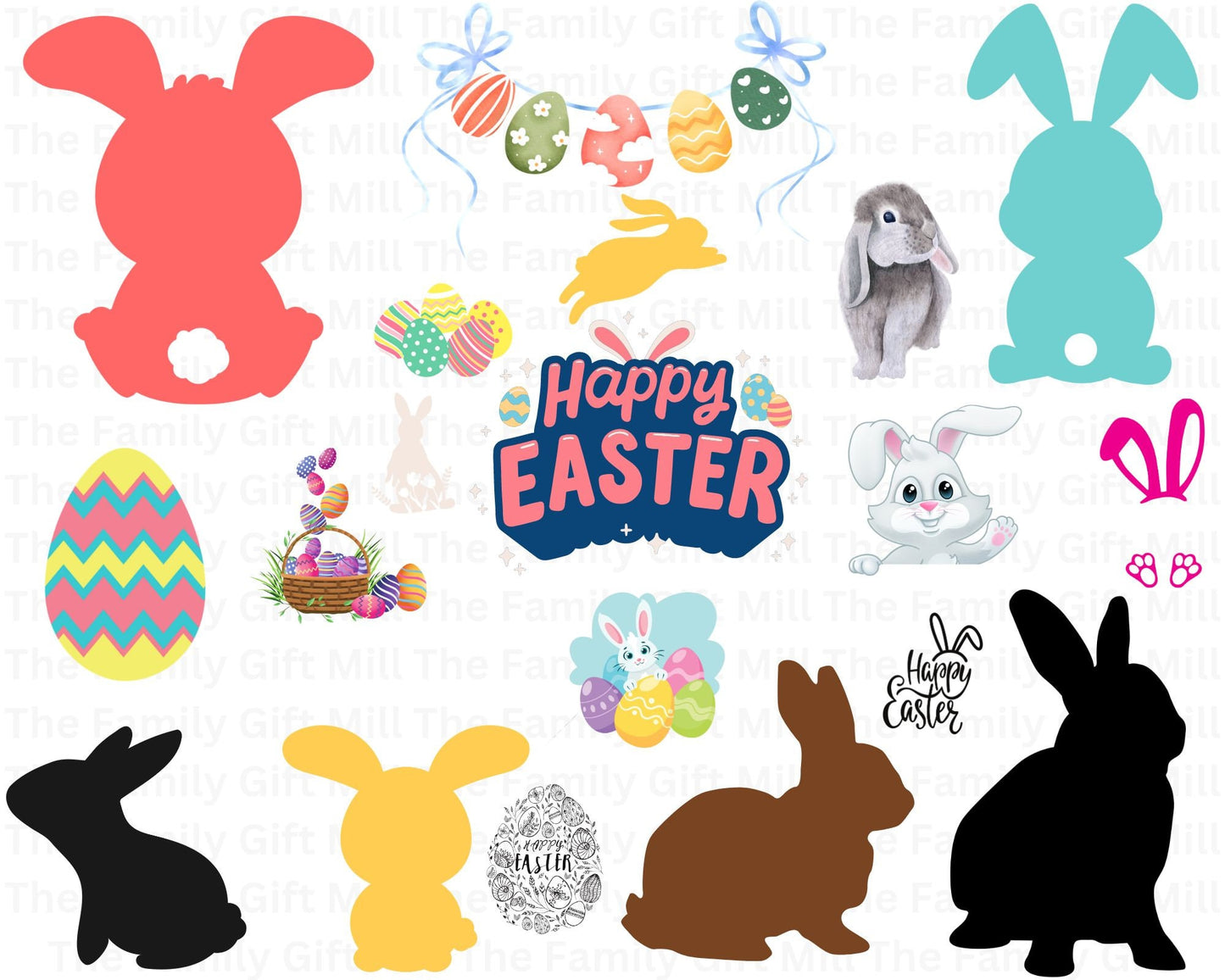 Easter Bunny Silhouette SVG, Cute Rabbit Shape Cut File for Cricut, Easter Clipart, Bunny for DIY Projects, Instant Download in Svg/Png/Jpg