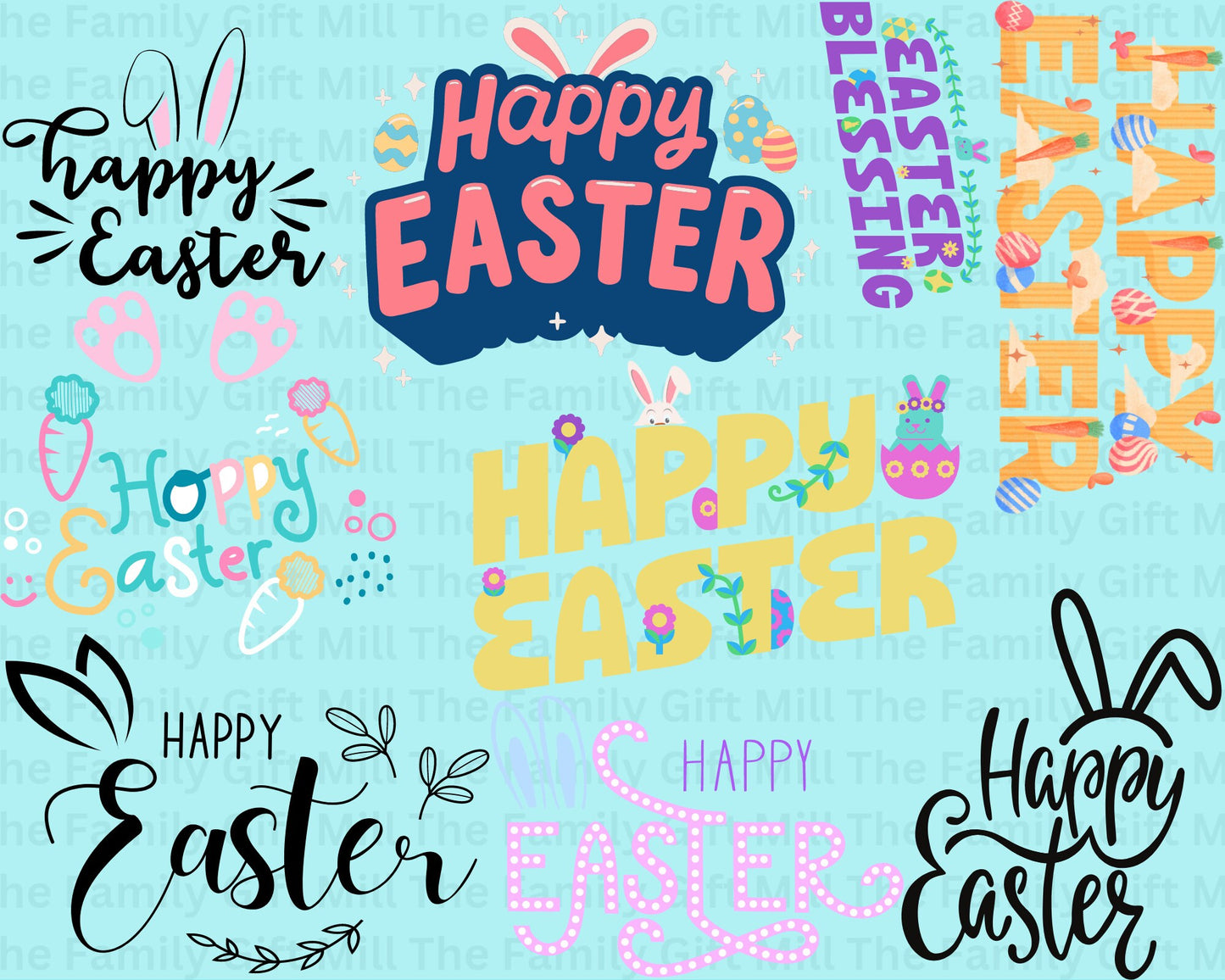 Instant Download Easter Sublimation Design: Easter Bunny, Easter Eggs, and Cute Easter Love PNGs -Easter and Happy Easter Day Available Now!