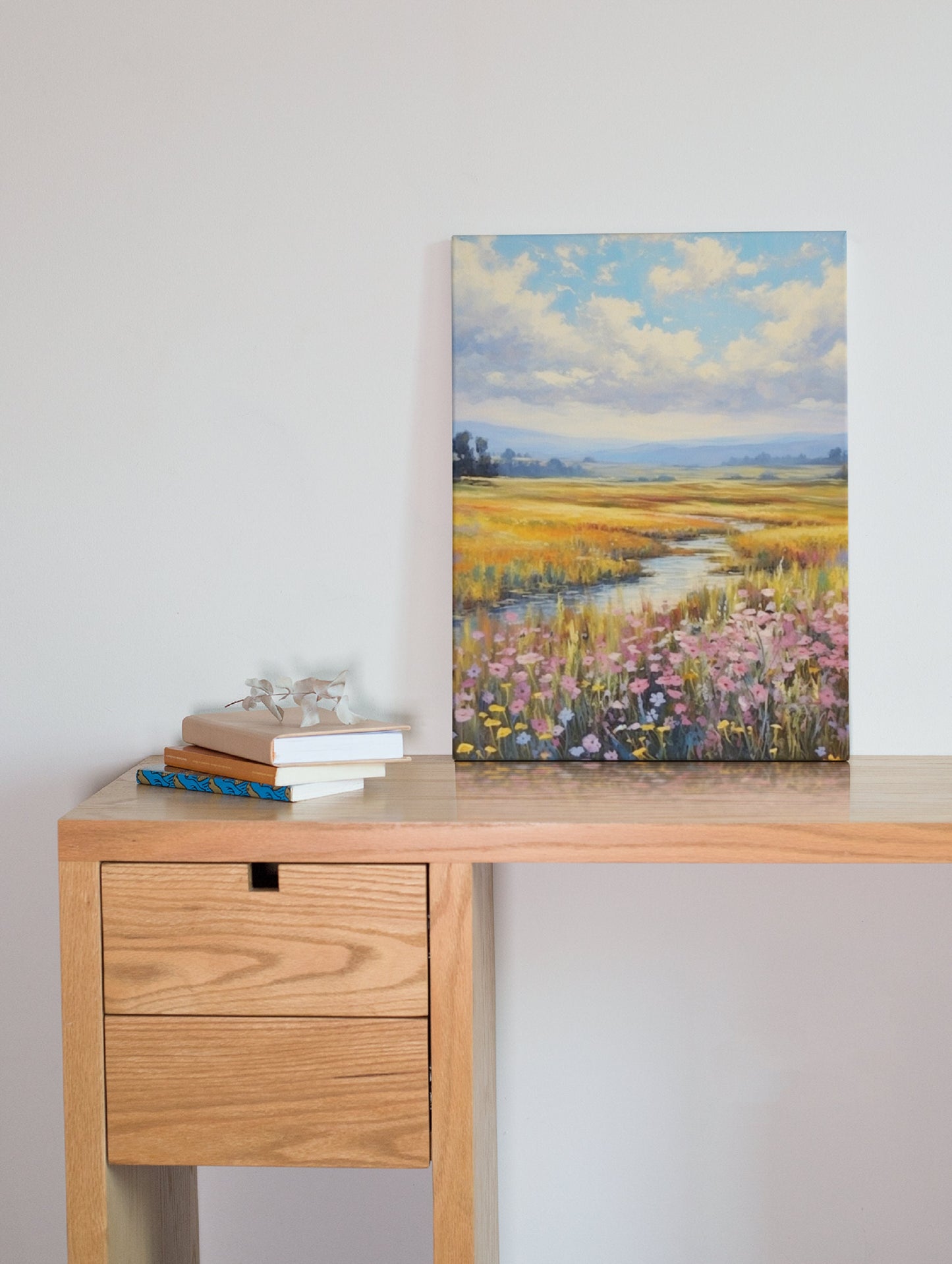 Modern and Simple Wildflower Canvas Art in a Frame - Perfect for Flower and Farmhouse Wall Decor