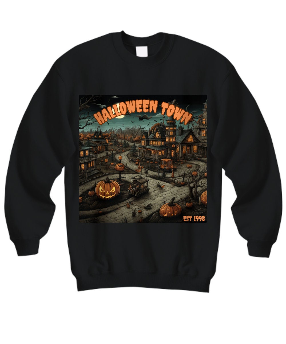 Embrace the spirit halloweentown est. 1998 sweatshirt - showcasing halloweentown university's timeless retro charm, ideal for the autumn ...