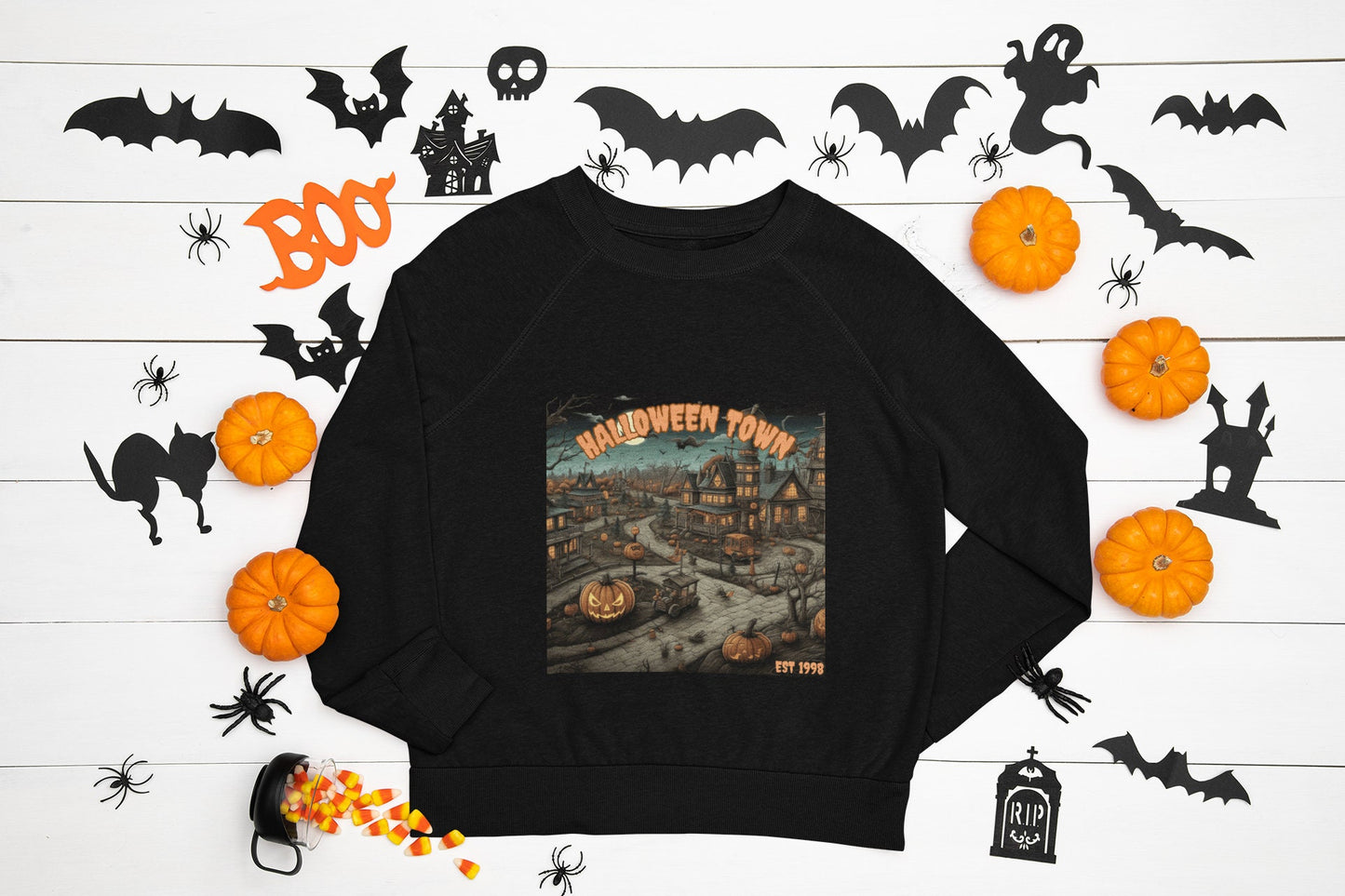 Embrace the spirit halloweentown est. 1998 sweatshirt - showcasing halloweentown university's timeless retro charm, ideal for the autumn ...