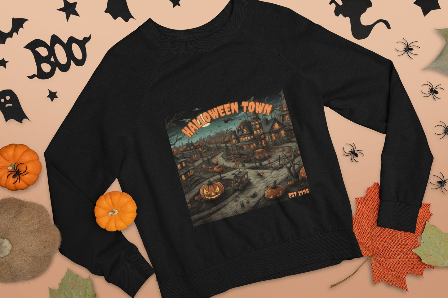 Embrace the spirit halloweentown est. 1998 sweatshirt - showcasing halloweentown university's timeless retro charm, ideal for the autumn ...